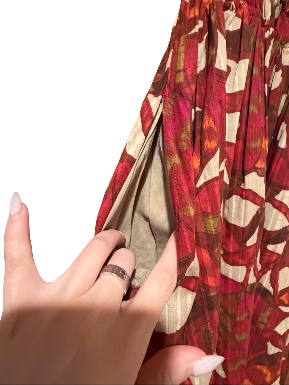 Caroline Constas Floral Botanical Beaded Smocked Maxi Dress Burgundy Cream NWT - Picture 6 of 7